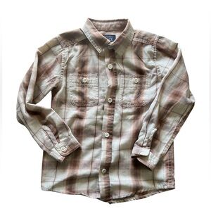 Children’s Place Boys Brown Plaid Flannel Button Down Shirt | 5T